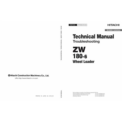 Manuel technique de dépannage pdf de la chargeuse sur pneus Hitachi ZW180-6 - Hitachi manuels - HITACHI-TTPD850-EN-00