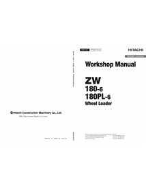 Hitachi ZW180-6, ZW180PL-6 wheel loader pdf workshop manual  - Hitachi manuals - HITACHI-WPD850-EN-01