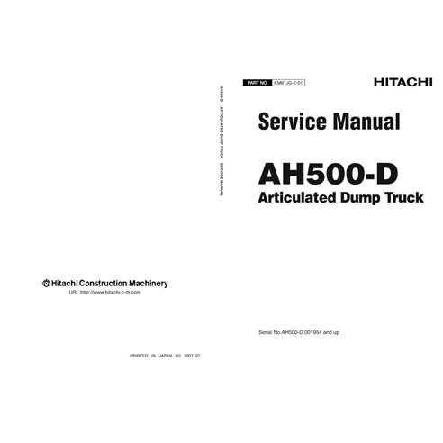 Hitachi AH500-D articulated truck pdf service manual  - Hitachi manuals - HITACHI-KM8TJG-E-01
