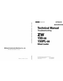 HITACHI-TTNDG90-00 Manuel technique de dépannage pdf pour chargeuse sur pneus Hitachi ZW150-5B, ZW150PL-5B