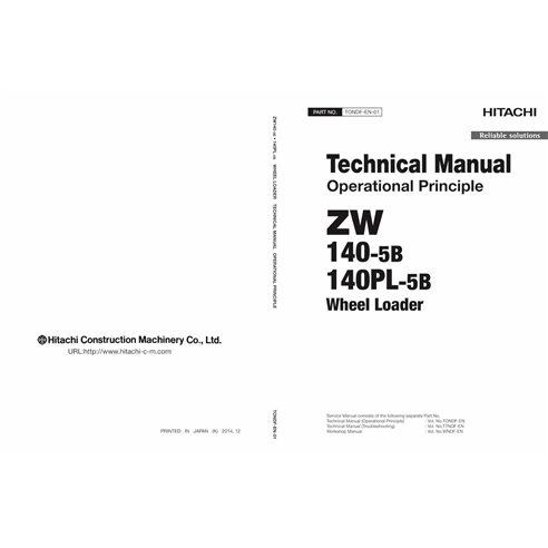 HITACHI-TONDF-01 Hitachi ZW140-5B, ZW140PL-5B chargeur sur pneus pdf principe de fonctionnement manuel technique