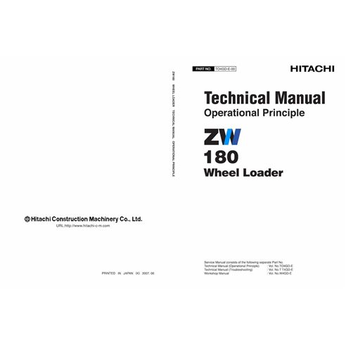 Manual técnico do princípio operacional em pdf da carregadeira de rodas Hitachi ZW180 - Hitachi manuais - HITACHI-TO4GD-E-00