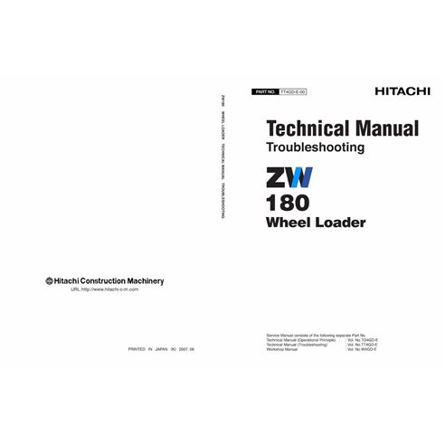 Manual técnico de solução de problemas em pdf da carregadeira de rodas Hitachi ZW180 - Hitachi manuais - HITACHI-TT4GD-E-00