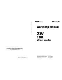 Hitachi ZW180 wheel loader pdf workshop manual  - Hitachi manuals - HITACHI-W4GD-E-00