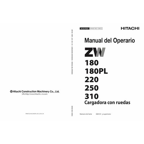 Manual do operador em pdf da carregadeira de rodas Hitachi ZW180 ES - Hitachi manuais - HITACHI-SM4GF-EN3-1