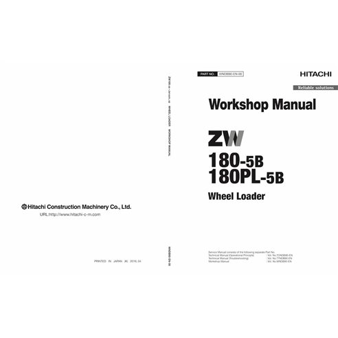 Hitachi ZW180-5B, ZW180PL-5B wheel loader pdf workshop manual  - Hitachi manuals - HITACHI-WNDB90-EN-00