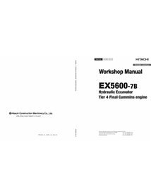 Hitachi EX5600-7B escavadeira pdf manual de serviço da oficina