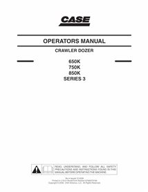 Case 650K, 750K, 850K Série 3 dozer de esteira pdf manual do operador