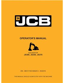 JCB JS300, JS330, JS370 excavator pdf operator's manual  - JCB manuals - JCB-9831-1100-6-OM-EN