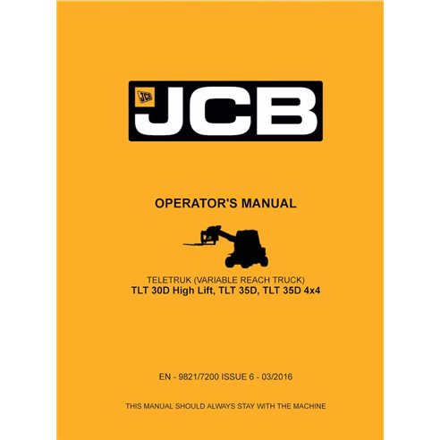 JCB Teletruk TLT 30D High Lift, TLT 35D, TLT 35D 4x4 telescopic handler pdf operator's manual  - JCB manuals - JCB-9821-7200-...