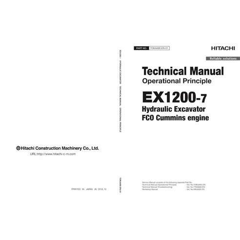 Manual técnico do princípio operacional em pdf da escavadeira Hitachi EX1200-7 - Hitachi manuais - HITACHI-TOKAA90EN01
