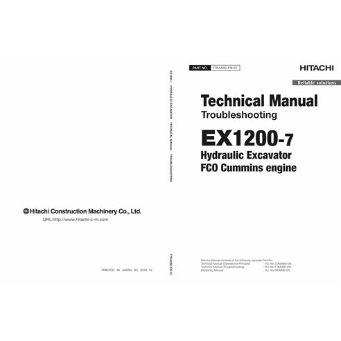 Manuel technique de dépannage pdf de l'excavatrice Hitachi EX1200-7 - Hitachi manuels - HITACHI-TTKAA90EN01