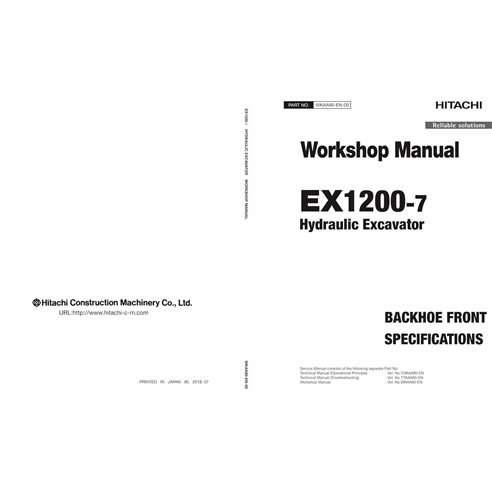 Manual de oficina em pdf da escavadeira Hitachi EX1200-7 - Hitachi manuais - HITACHI-WKAA90EN00