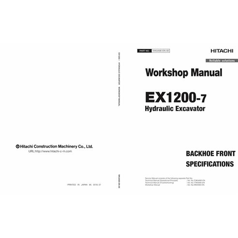 Manual de taller pdf de la excavadora Hitachi EX1200-7 - Hitachi manuales - HITACHI-WKAA90EN00