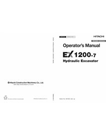 Manuel de l'opérateur pdf de la pelle Hitachi EX1200-7 - Hitachi manuels - HITACHI-ENMKAAEN14