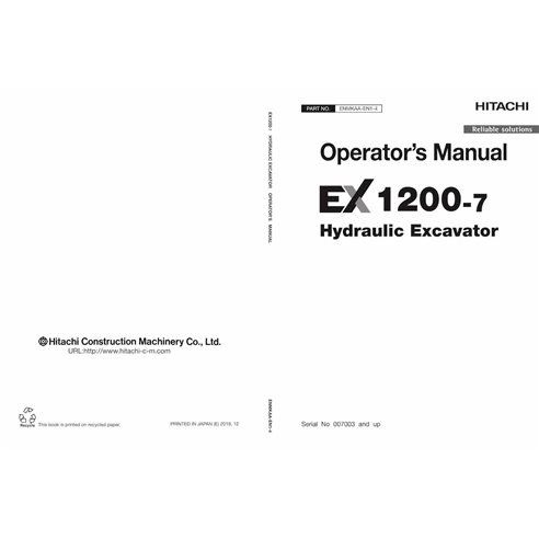 Manual do operador em pdf da escavadeira Hitachi EX1200-7 - Hitachi manuais - HITACHI-ENMKAAEN14