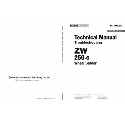 HITACHI-TTNEM50-00 Manuel technique de dépannage pdf de la chargeuse sur pneus Hitachi ZW250-6