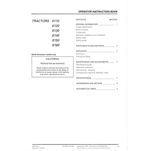 MF-3378020M5-OM Massey Ferguson 8110, 8120, 8130, 8140, 8150, 8160 tractor pdf operator's manual