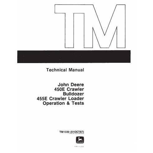 Manual técnico de prueba y operación en pdf de la topadora John Deere 450E, 455E - John Deere manuales - JD-TM1330OP-EN