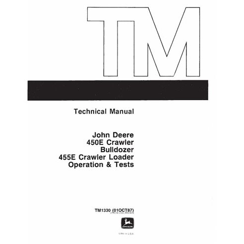 Manuel technique de fonctionnement et de test pdf des bulldozers John Deere 450E, 455E - John Deere manuels - JD-TM1330OP-EN