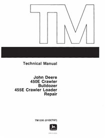 John Deere 450E, 455E topadora pdf manual técnico de reparación - John Deere manuales - JD-TM1330RE-EN