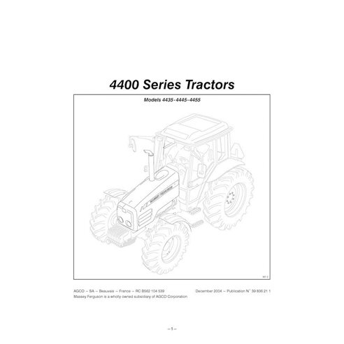 Manuel d'utilisation pdf du tracteur Massey Ferguson 4435, 4445, 4455 - Massey-Ferguson manuels - MF-39836211-OM-EN