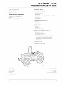 Manual do operador em pdf do trator Massey Ferguson 2405, 2410, 2415 - Massey Ferguson manuais - MF-1857476M1-OM-EN