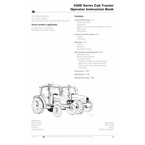Manuel de l'opérateur pdf pour tracteur Massey Ferguson 4315, 4320, 4325, 4335, 4345, 4355, 4360, 4365, 4370 - Massey-Ferguso...
