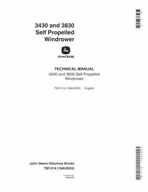 John Deere 3430, 3820 self-propelled windrower pdf technical manual  - John Deere manuals - JD-TM1314-EN