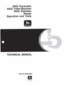 TM1323 Manual técnico em pdf da escavadeira John Deere 690C, 693C - tudo incluído