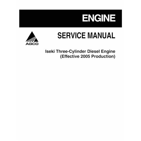 Motor diesel de três cilindros Massey Ferguson Iseki 2005 - manual de serviço da oficina em pdf do motor - Massey Ferguson ma...