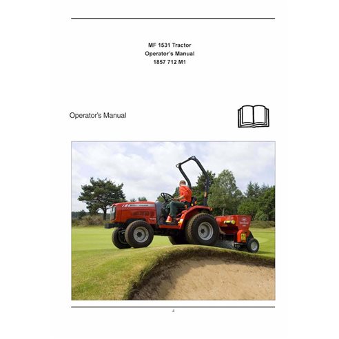 Manuel de l'opérateur pdf du tracteur compact Massey Ferguson 1531 - Massey-Ferguson manuels - MF-1857712M1-OM-EN
