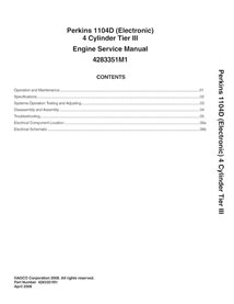 Manual de serviço em pdf do motor Perkins 1104D (eletrônico) 4 cilindros Tier III - Perkins manuais - AGCO-4283351M1-SM-EN