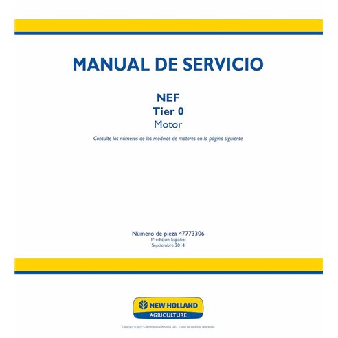 Manual de serviço em pdf do motor New Holland CNH NEF Tier 0 FCE0454, F4CE0484, F4CE0654, F4DFA613, F4HE0484D - New Holland C...