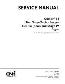 Manual de serviço em pdf do motor New Holland Cursor 13 de dois estágios Turbocompressor Tier 4B e Stage IV - New Holland Con...