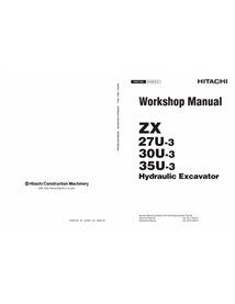 Hitachi ZX27U-3, ZX30U-3, ZX35U-3 hydraulic excavator pdf workshop manual  - Hitachi manuals - HITACHI-W1NDE01