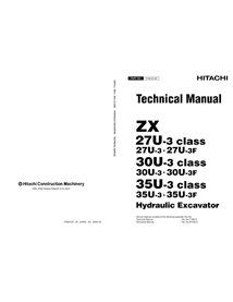 Manuel technique pdf de la pelle hydraulique Hitachi ZX27U-3, ZX30U-3, ZX35U-3 - Hitachi manuels - HITACHI-T1ND-E-00