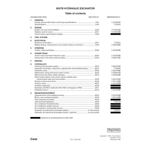 Manual de servicio pdf de la excavadora Case 9007B - Case manuales - CASE-7-22241-SM-EN
