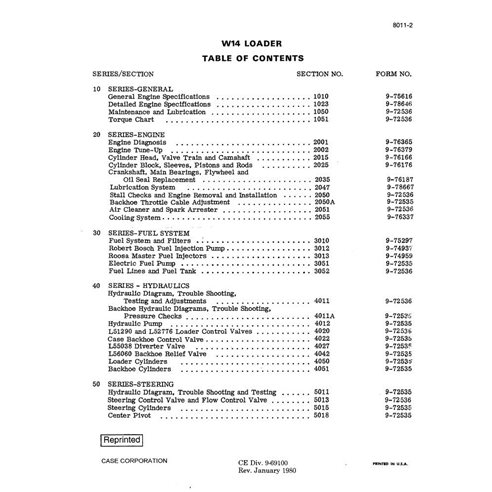 Manual de servicio en pdf del cargador de ruedas Case W14 - Case manuales - CASE-9-69100-SM-EN