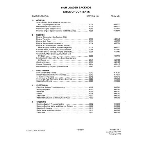 Case 680H backhoe loader pdf service manual  - Case manuals - CASE-9-69301-SM-EN