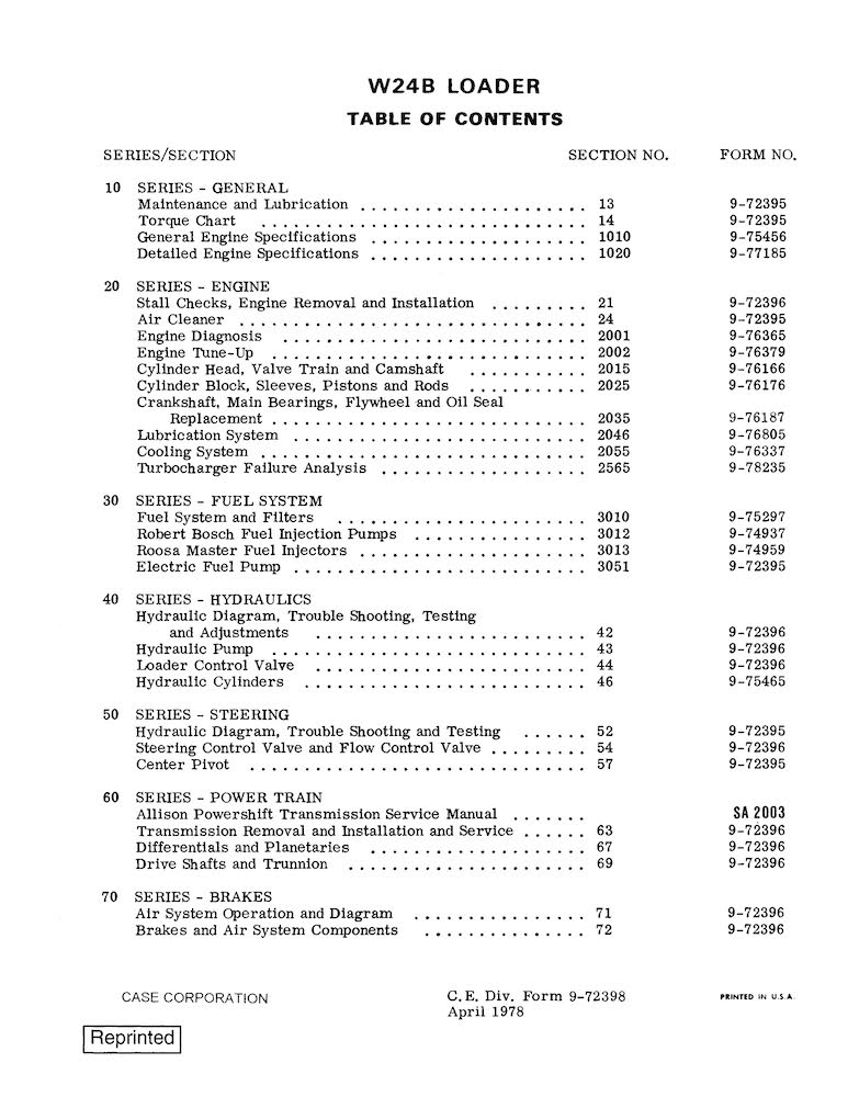 Case W24B wheel loader pdf service manual