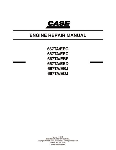 Manual de servicio del motor Case 667TA / EEG, EEC, EBF, EED, EBH, EDJ - Caso manuales - CASE-87519803