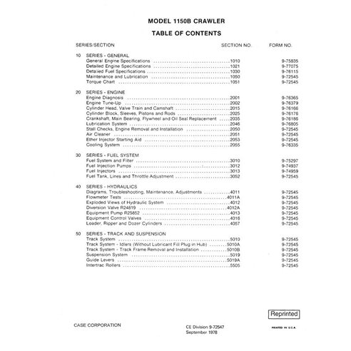 Manual de servicio en pdf de la topadora sobre orugas Case 1150B - Case manuales - CASE-9-72547-SM-EN