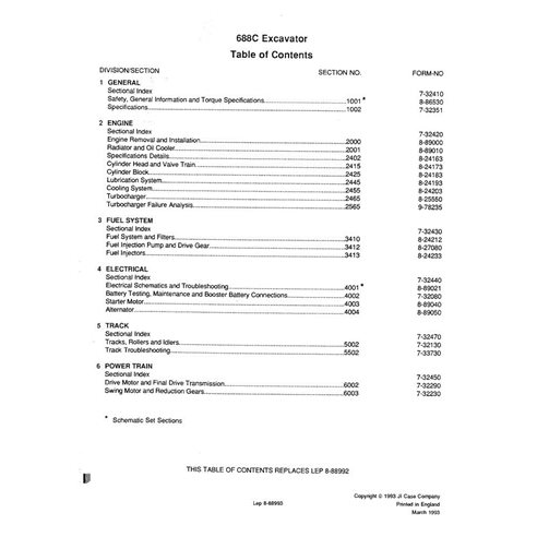 Manual de serviço em pdf da escavadeira Case 688C - Case manuais - CASE-7-32653-SM-EN