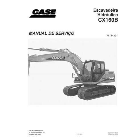Manual de serviço em pdf da escavadeira Case CX160B PT - Case manuais - CASE-71114301-SM-PT