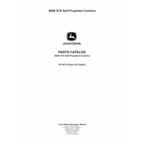 JD-PC10718 Catálogo de piezas para la cosechadora John Deere S680 STS (PC10718)