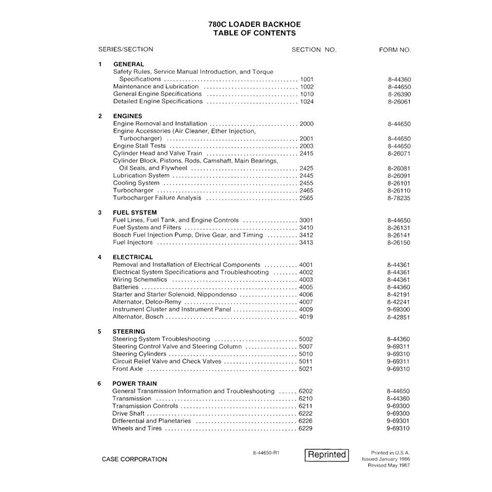 Manual de servicio en pdf de la retroexcavadora Case 780C - Case manuales - CASE-8-44651-SM-EN
