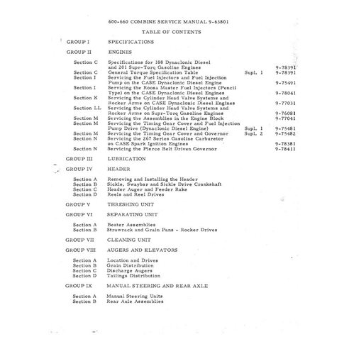 Manual de serviço em pdf da colheitadeira Case IH 600, 660 - Case IH manuais - CASE-9-63801-SM-EN