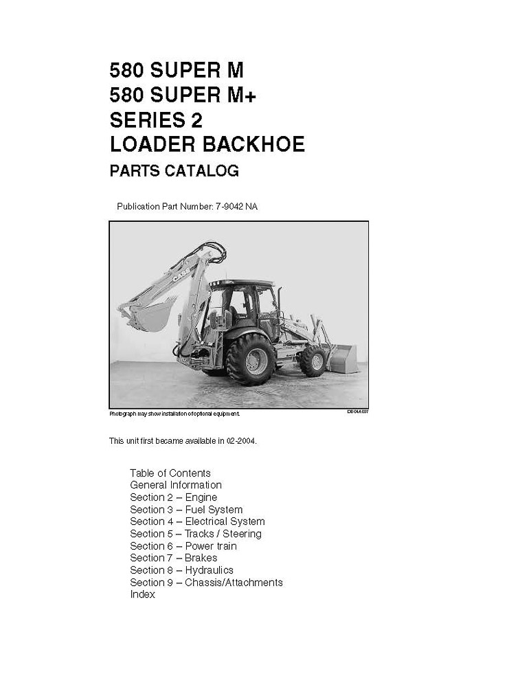 Case 580 Super M backhoe loader parts catalog