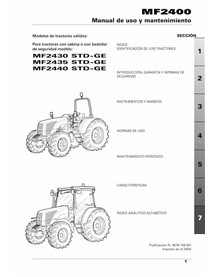 Manuel d'utilisation et d'entretien du tracteur Massey Ferguson 2430, 2435, 2440 STD GE pdf ES - Massey-Ferguson manuels - MF...